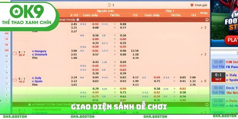 Giao diện sảnh dễ chơi